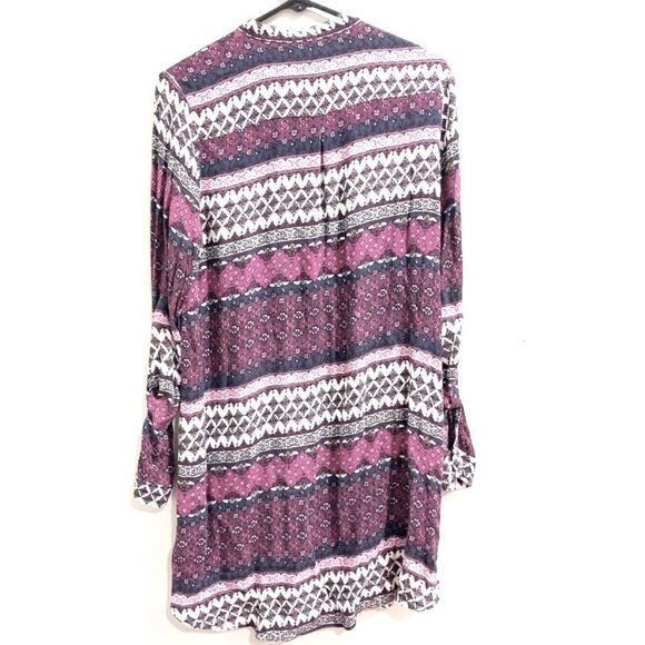 H&M Divided Boho Shirt Dress Pink Purple Print Size 12 - Picture 4 of 7
